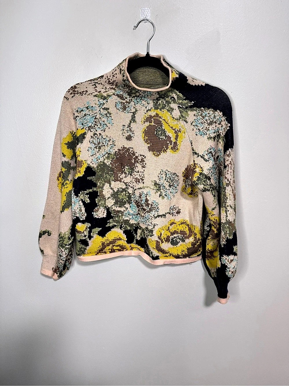 The Beatriz Floral Patterned Mock Neck Sweater by Anthropologie size XS NWOT